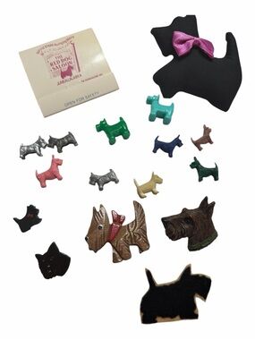 Vintage Scottish Terrier Charms Pins Figures Lot